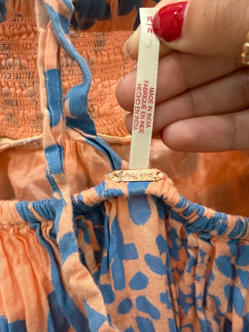 Free People Peach and Blue Floral Open-Back Maxi Dress - Picture 4 of 4